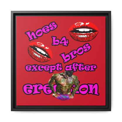hoes b4 bros - framed canvas art (dark red)