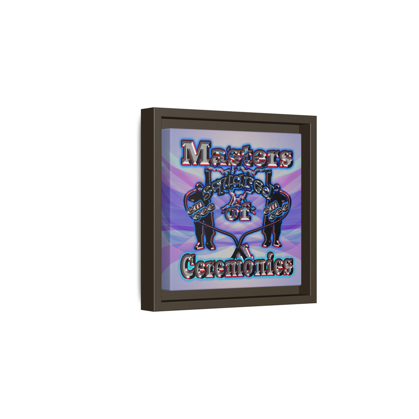 em cee squared - framed canvas art (light blue-pink wave)