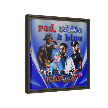 rw&b lives matter - framed canvas art (blue-white wave)