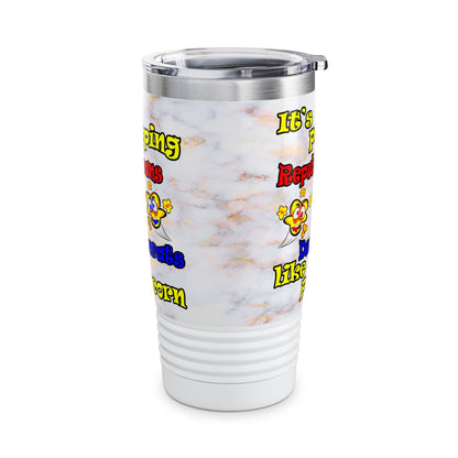 popping like popcorn - Ringneck Tumbler, 20oz (white marble)