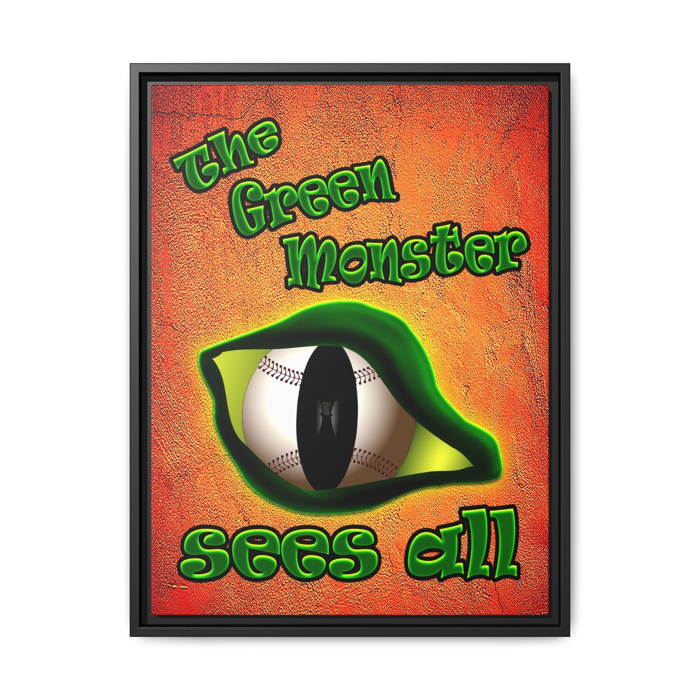 green monster - framed canvas art (burnt orange)
