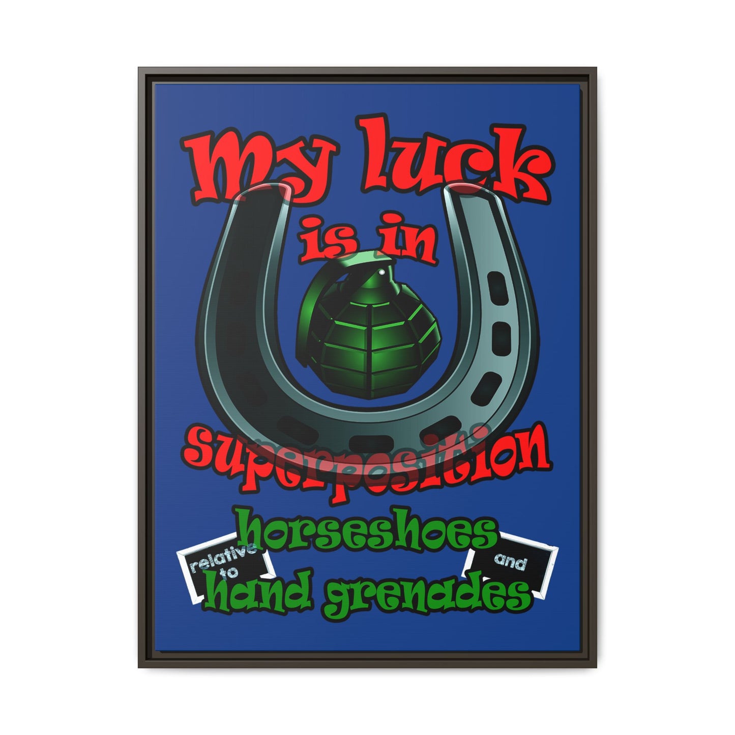 my luck - framed canvas art (dark blue)
