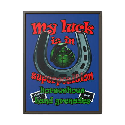 my luck - framed canvas art (dark blue)