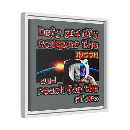 defy conquer reach - framed canvas art (dark grey)
