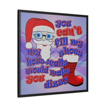 santa's shoes - framed canvas art (light blue-pink wave)