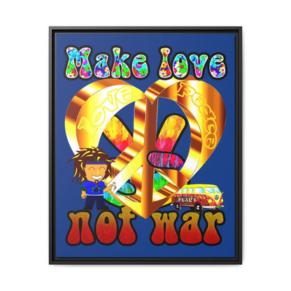 love peace - framed canvas art (dark blue)