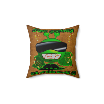 disc jockey - Spun Polyester Square Pillow - (dichromatic brown papyrus)