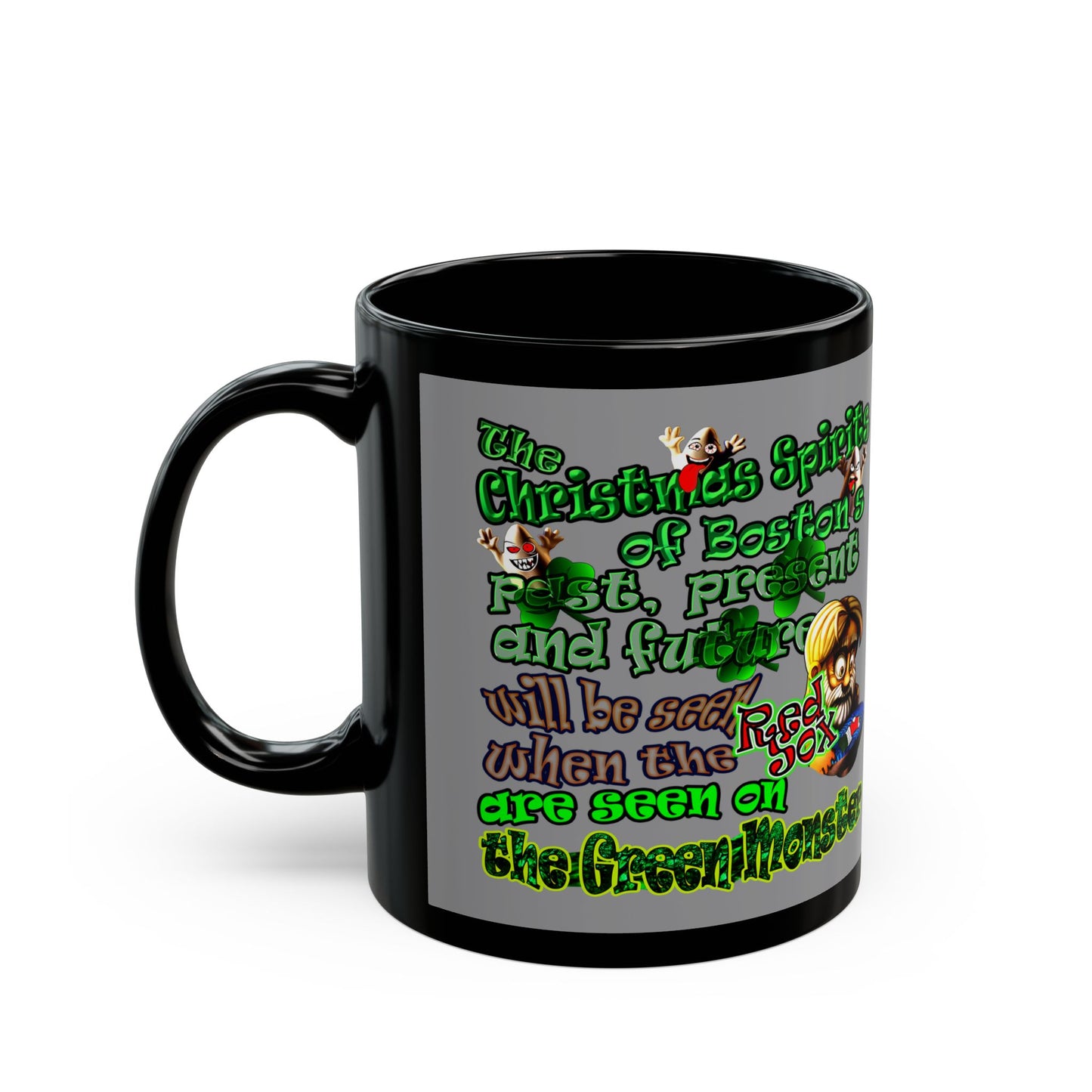 christmas spirits of boston - Black Mug (grey)
