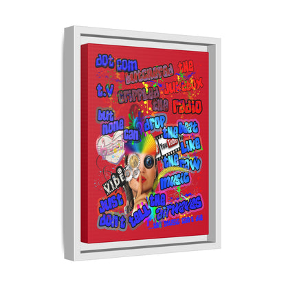 drop the beat - framed canvas art (dark red)