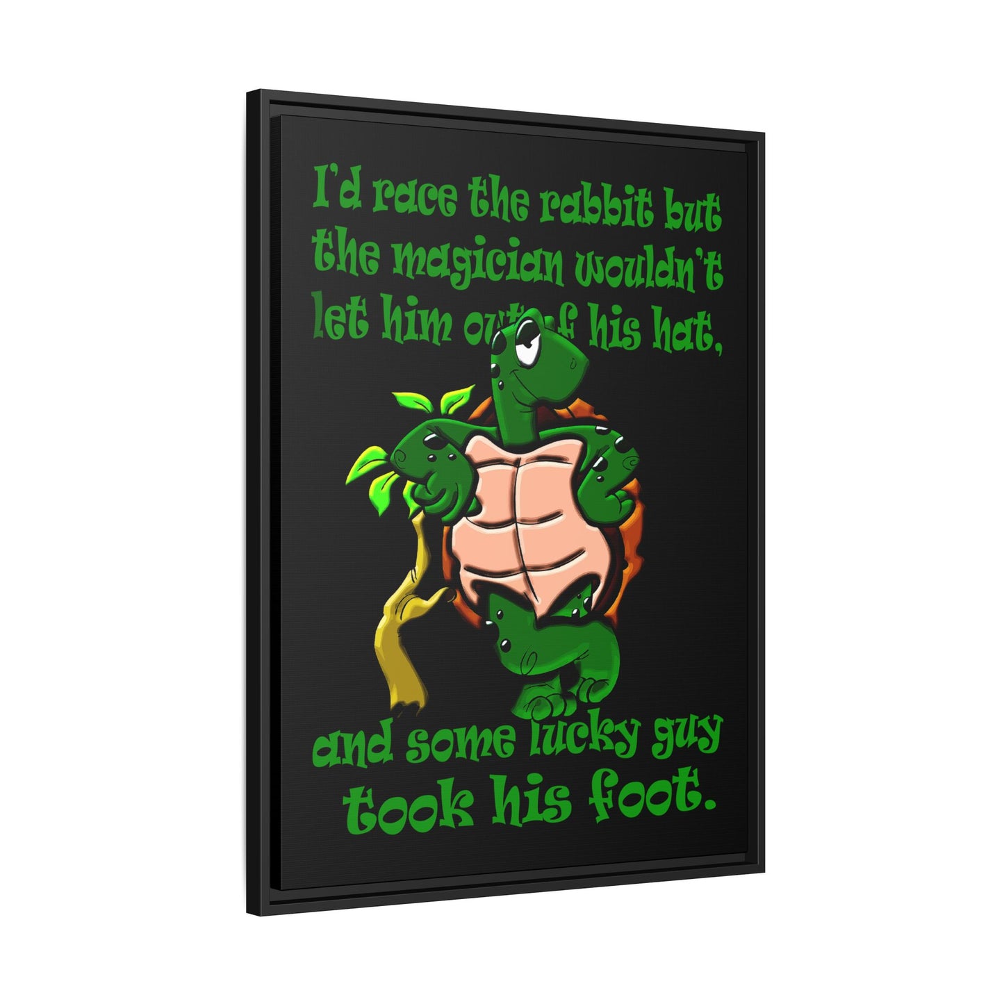 turtle race - framed canvas art (black)