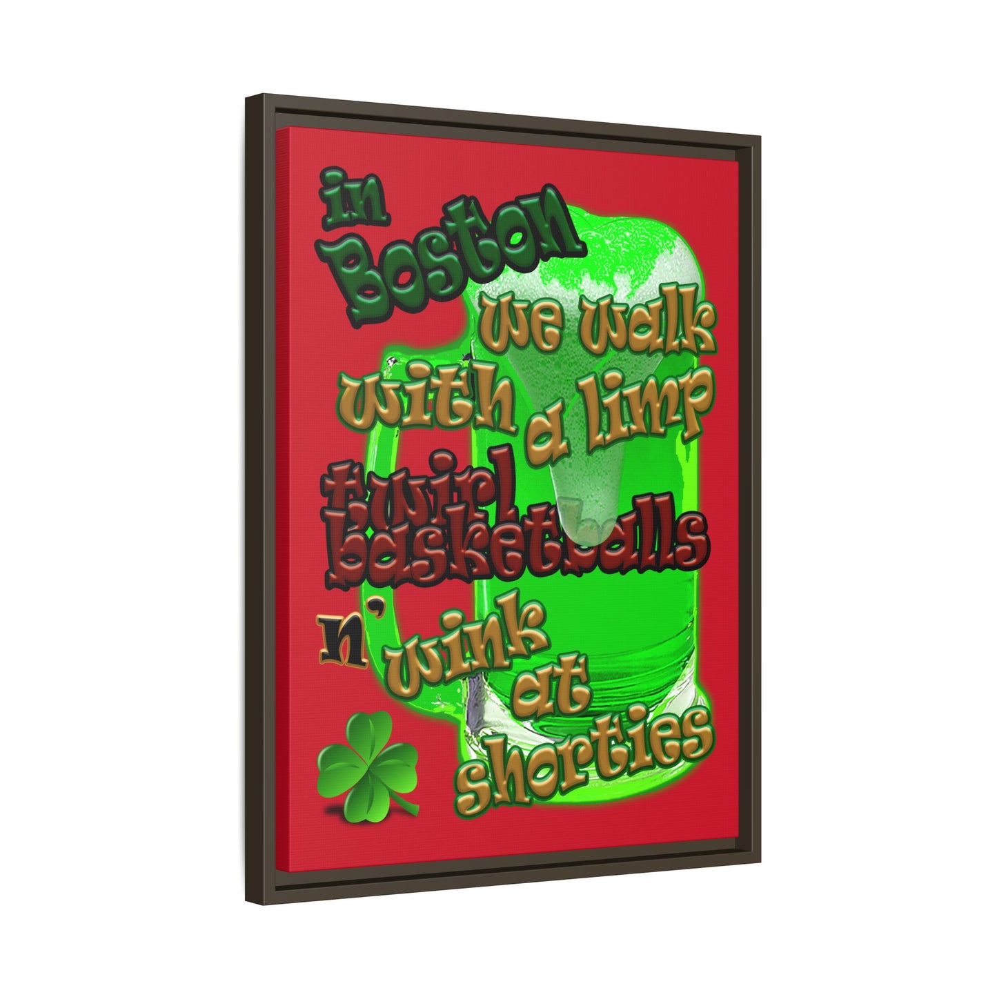 celtics logo - framed canvas art (dark red)