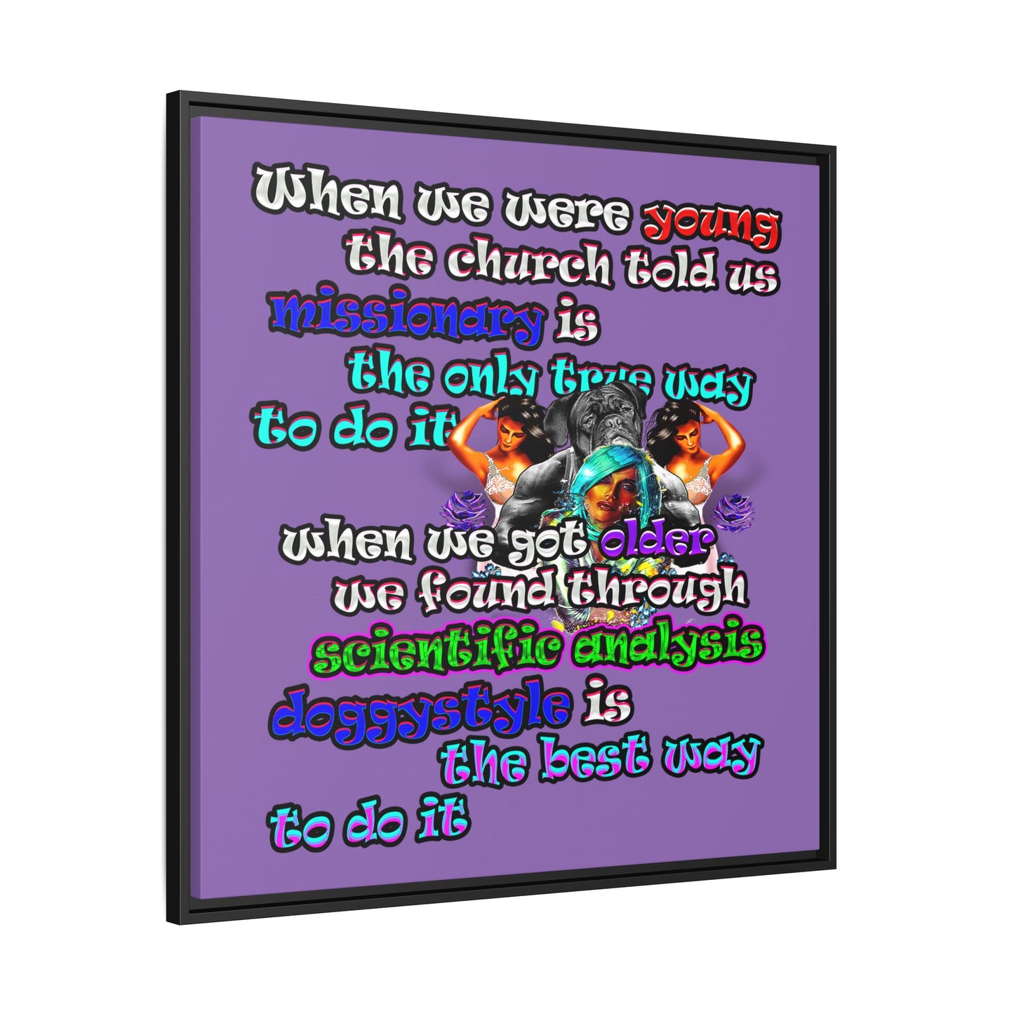 doggystyle - framed canvas art (light purple)