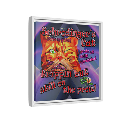 schrodinger's cat - framed canvas art (grey-pink wave)