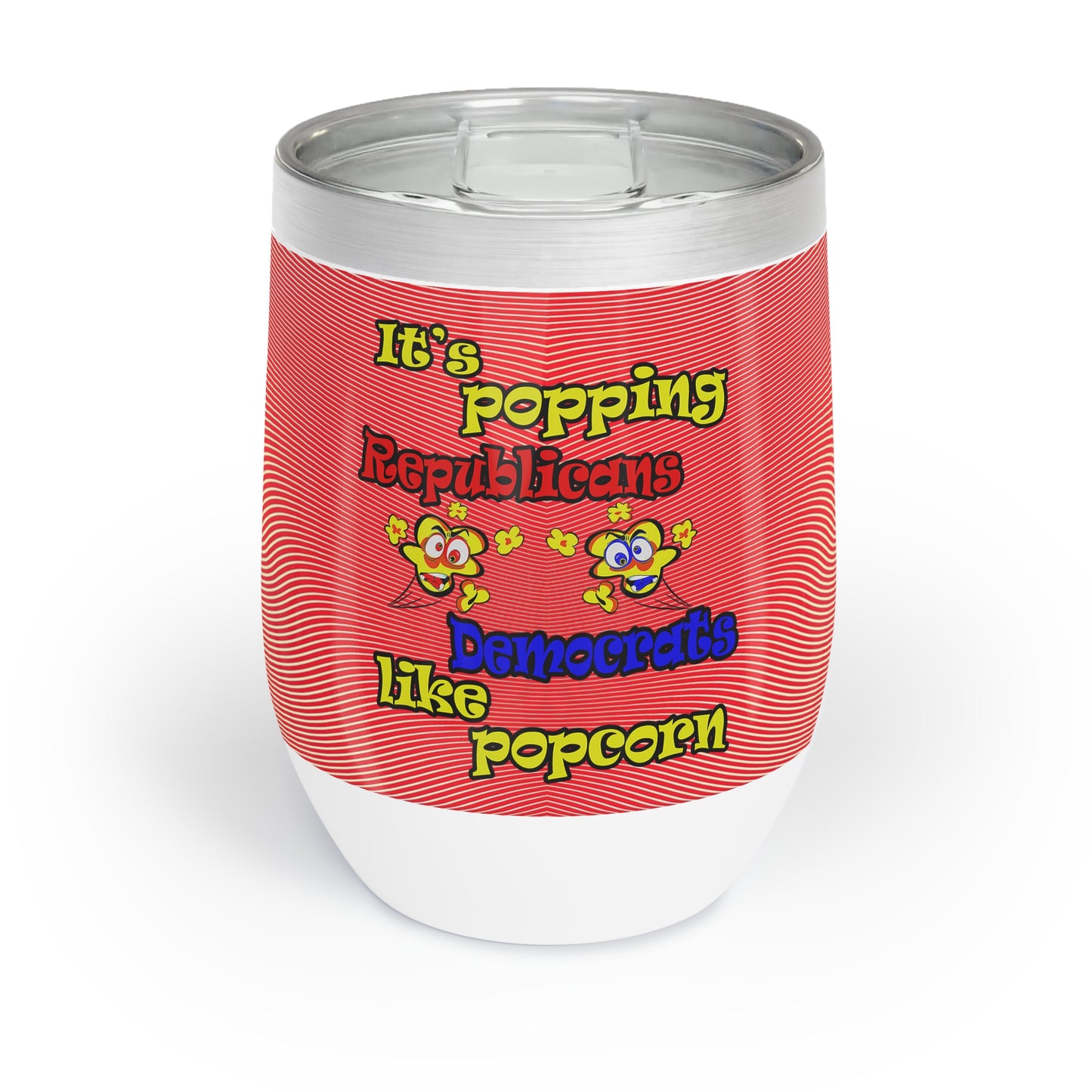 popping like popcorn - Chill Wine Tumbler (yellow-orange wave)