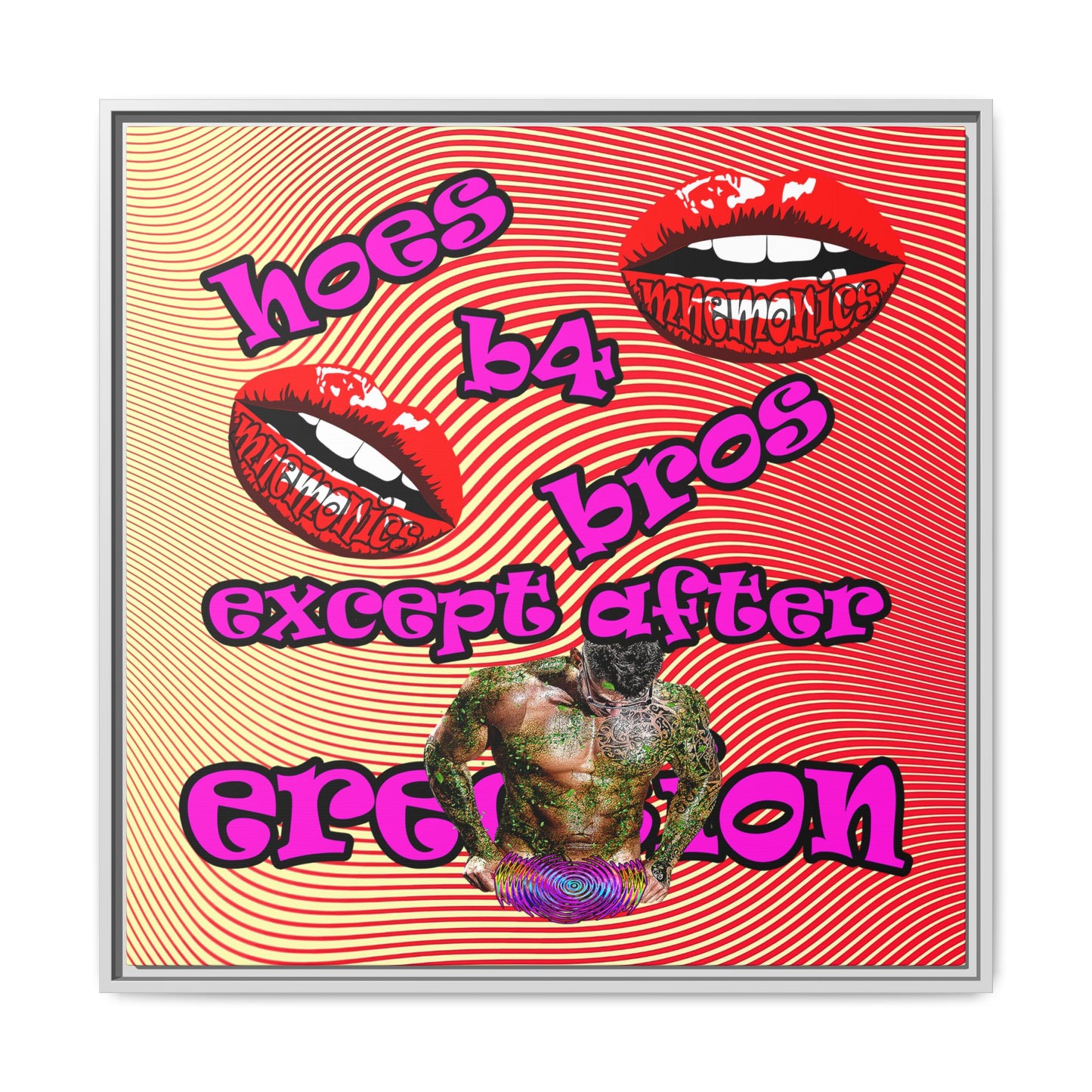 hoes b4 bros - framed canvas art (yellow-orange wave)