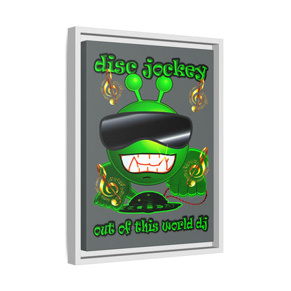 disc jockey - framed canvas art (dark grey)
