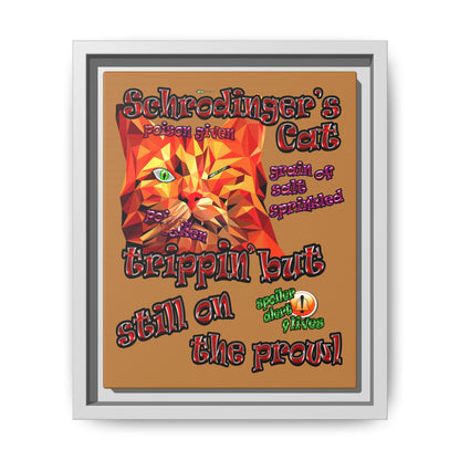 schrodinger's cat - framed canvas art (light brown)