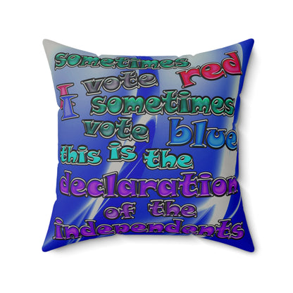 declaration of the independents - Faux Suede Square Pillow - (blue-white wave)