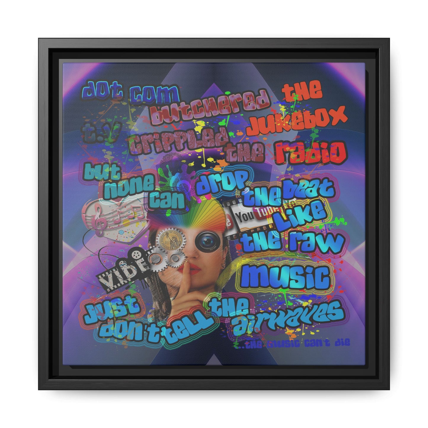 drop the beat - framed canvas art (grey-pink wave)