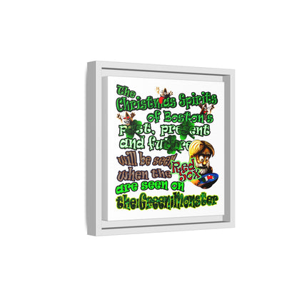 christmas spirits of boston - framed canvas art (white)