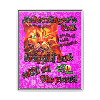 schrodinger's cat - framed canvas art (pink swirl)