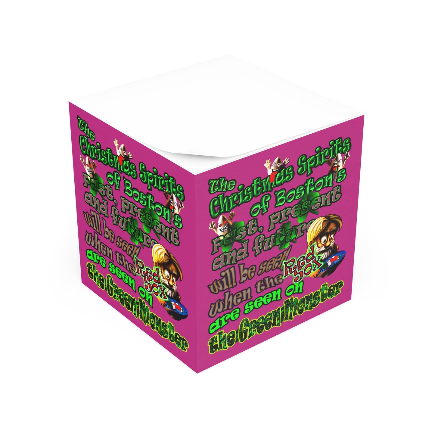 christmas spirits of boston - note cube (pink)