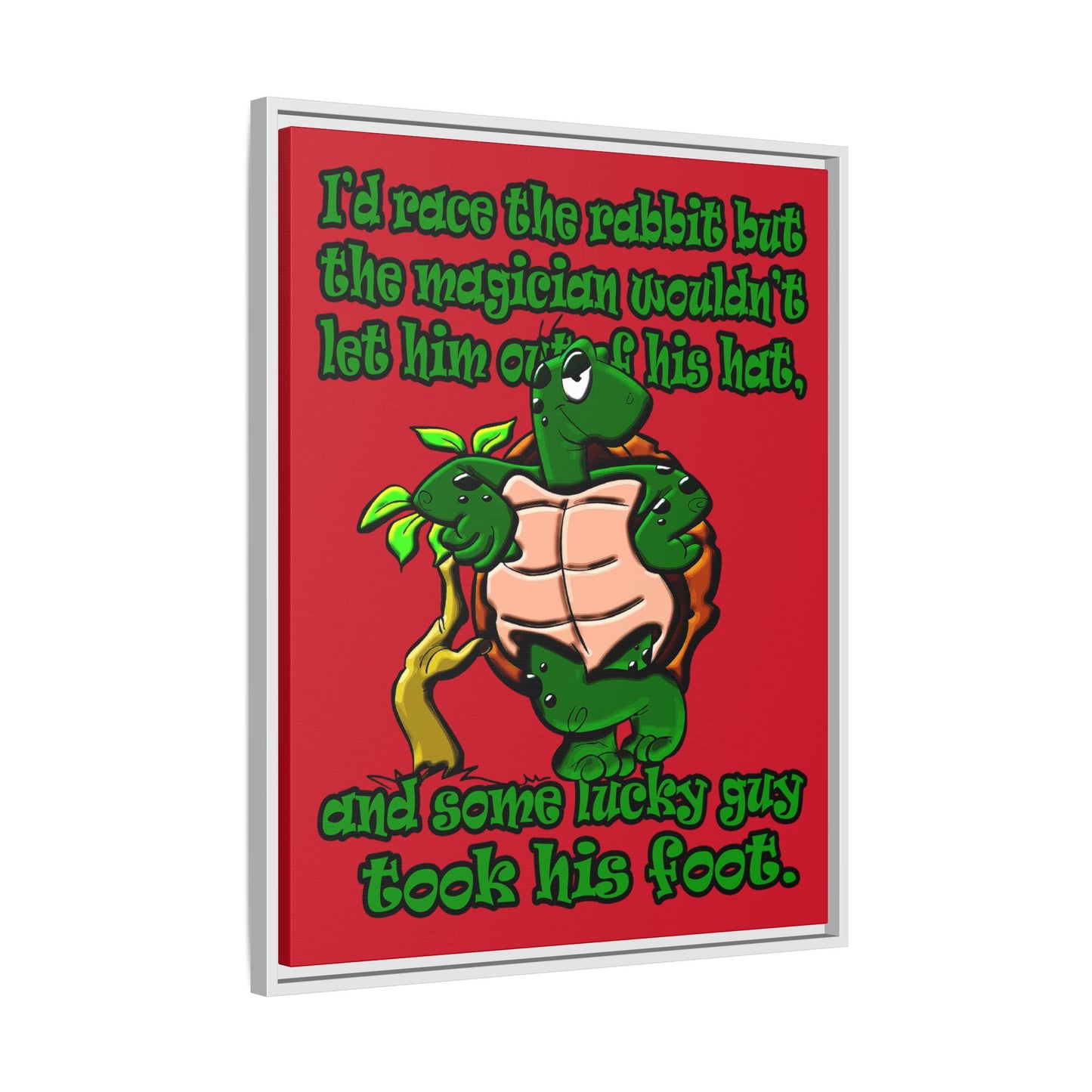 turtle race - framed canvas art (dark red)