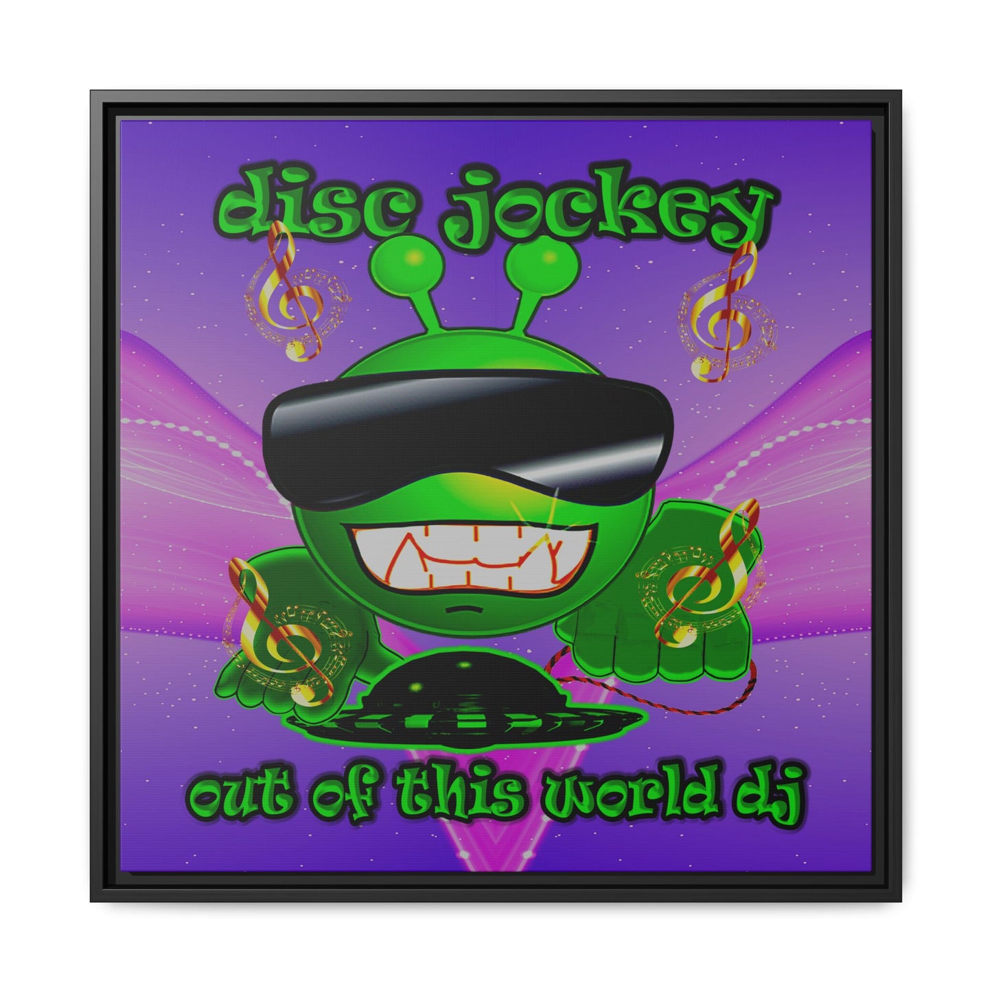 disc jockey - framed canvas art (purple-pink wave)