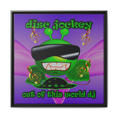 disc jockey - framed canvas art (purple-pink wave)