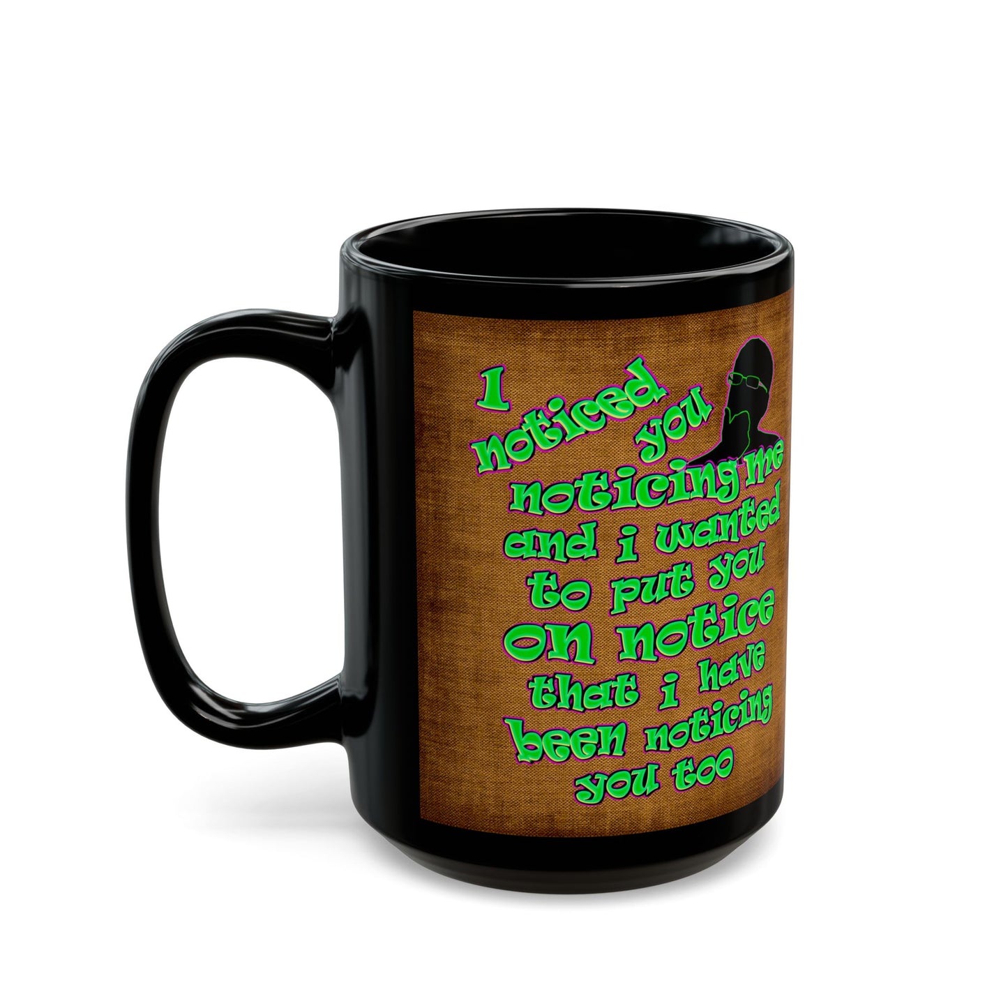 noticed you noticing - Black Mug (brown papyrus)