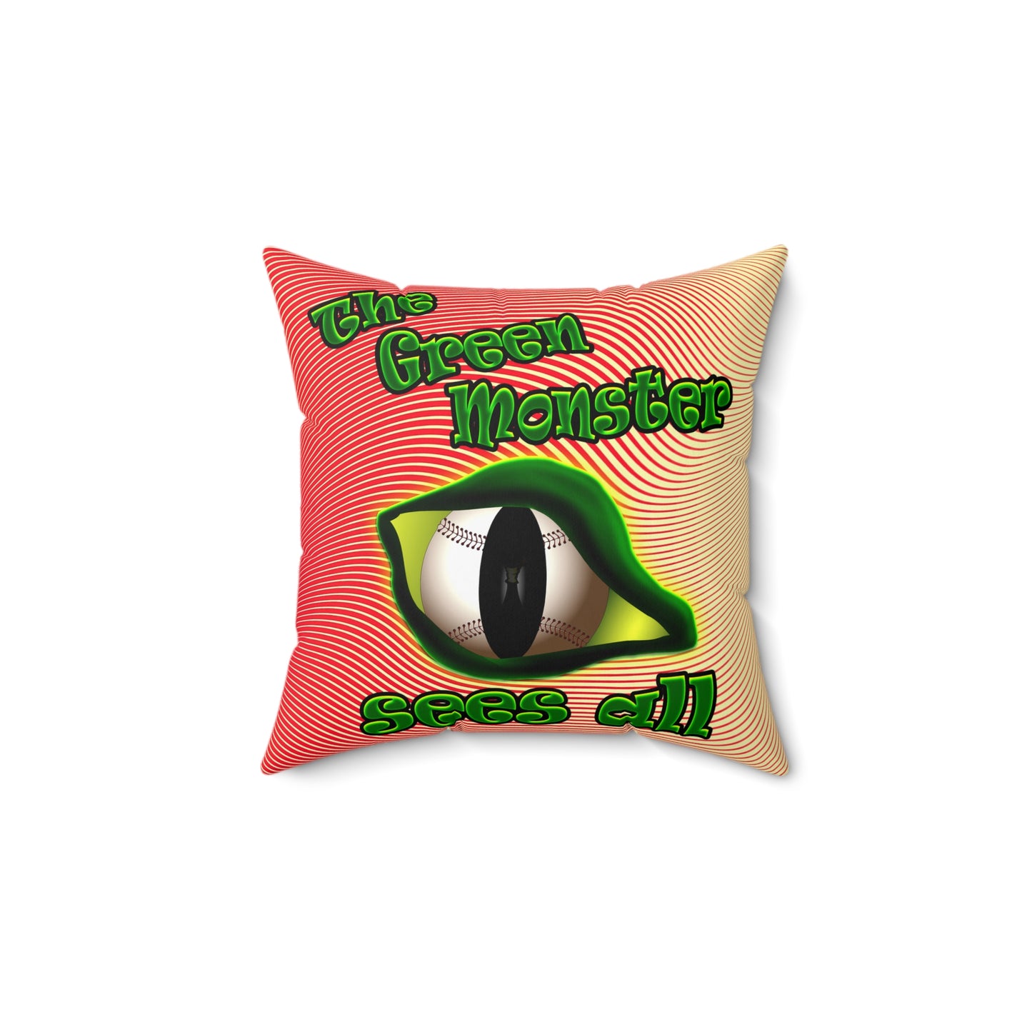 green monster - Spun Polyester Square Pillow - (yellow-orange wave)