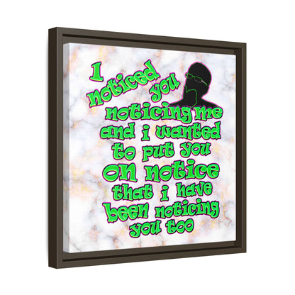 noticed you noticing - framed canvas art (white marble)