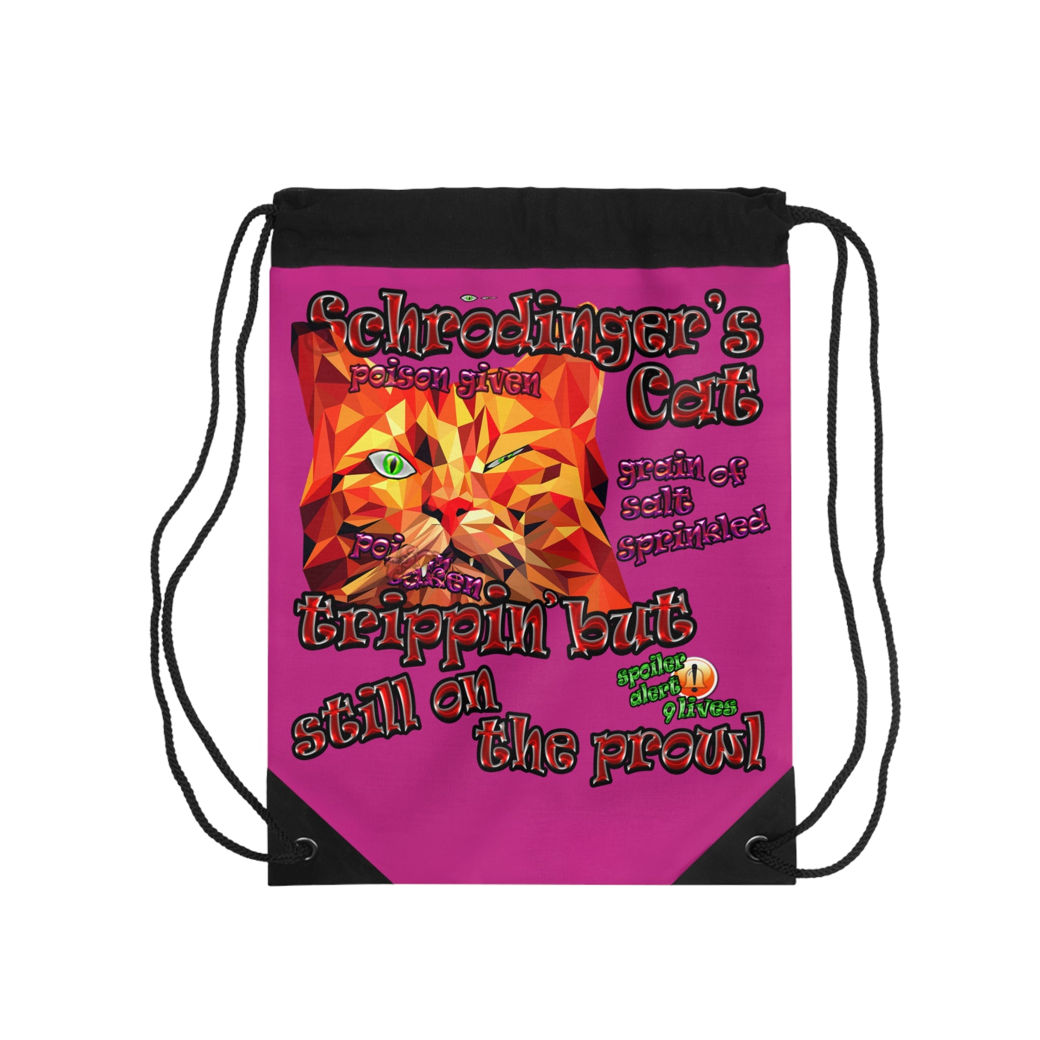 schrodinger's cat - Drawstring Bag (pink)