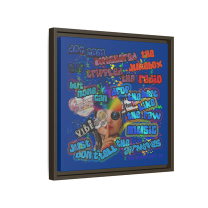 drop the beat - framed canvas art (dark blue)