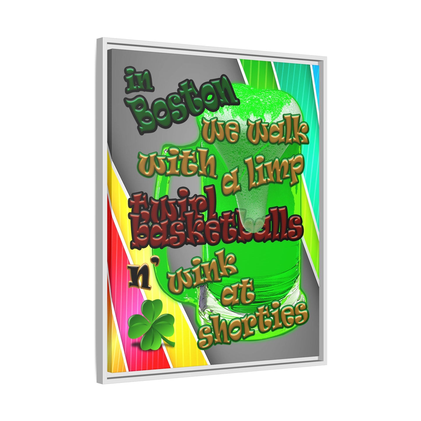 celtics logo - framed canvas art (rainbow split)