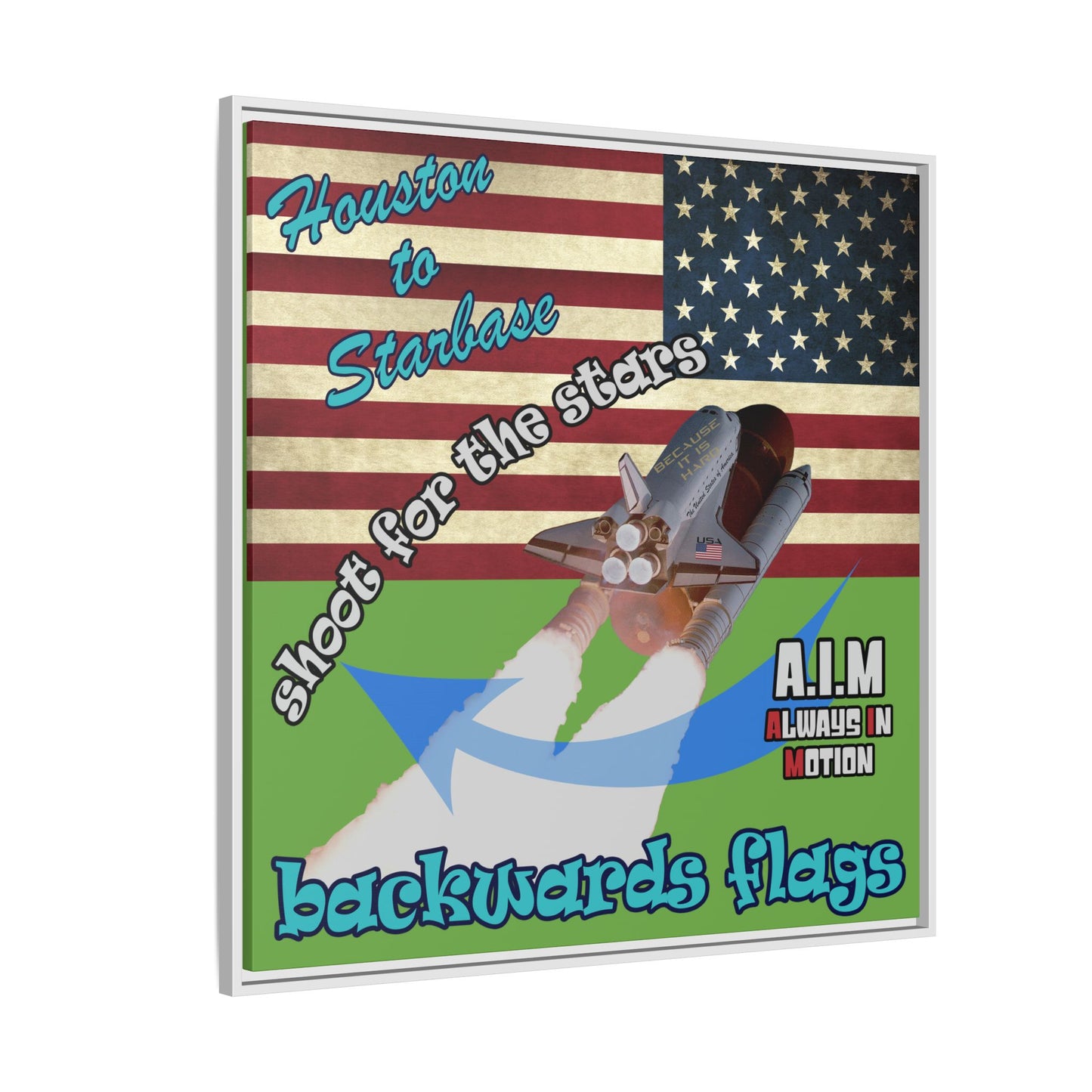 shoot for the stars - framed canvas art (green)