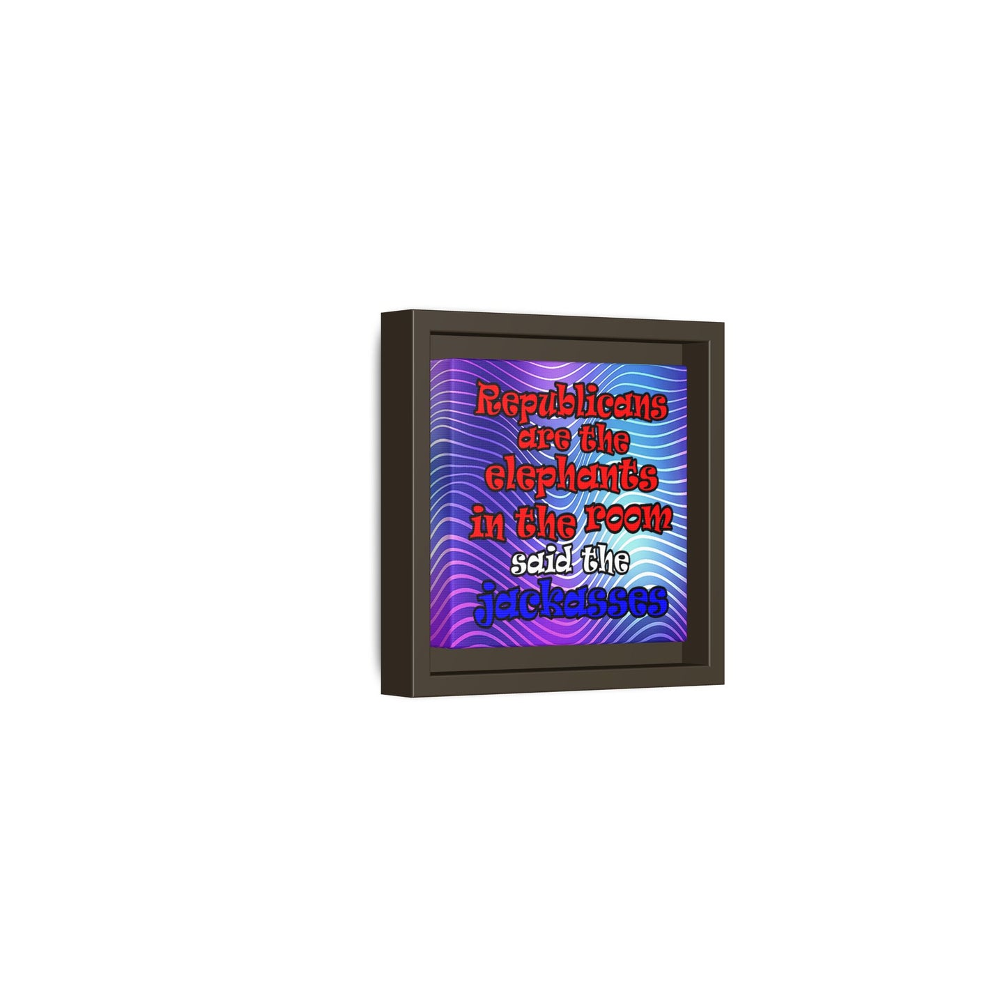 donkeys and elephants - framed canvas art (purple wave)