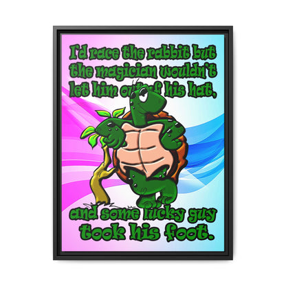 turtle race - framed canvas art (light blue-pink wave)