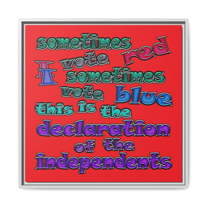 declaration of the independents - framed canvas art (red)