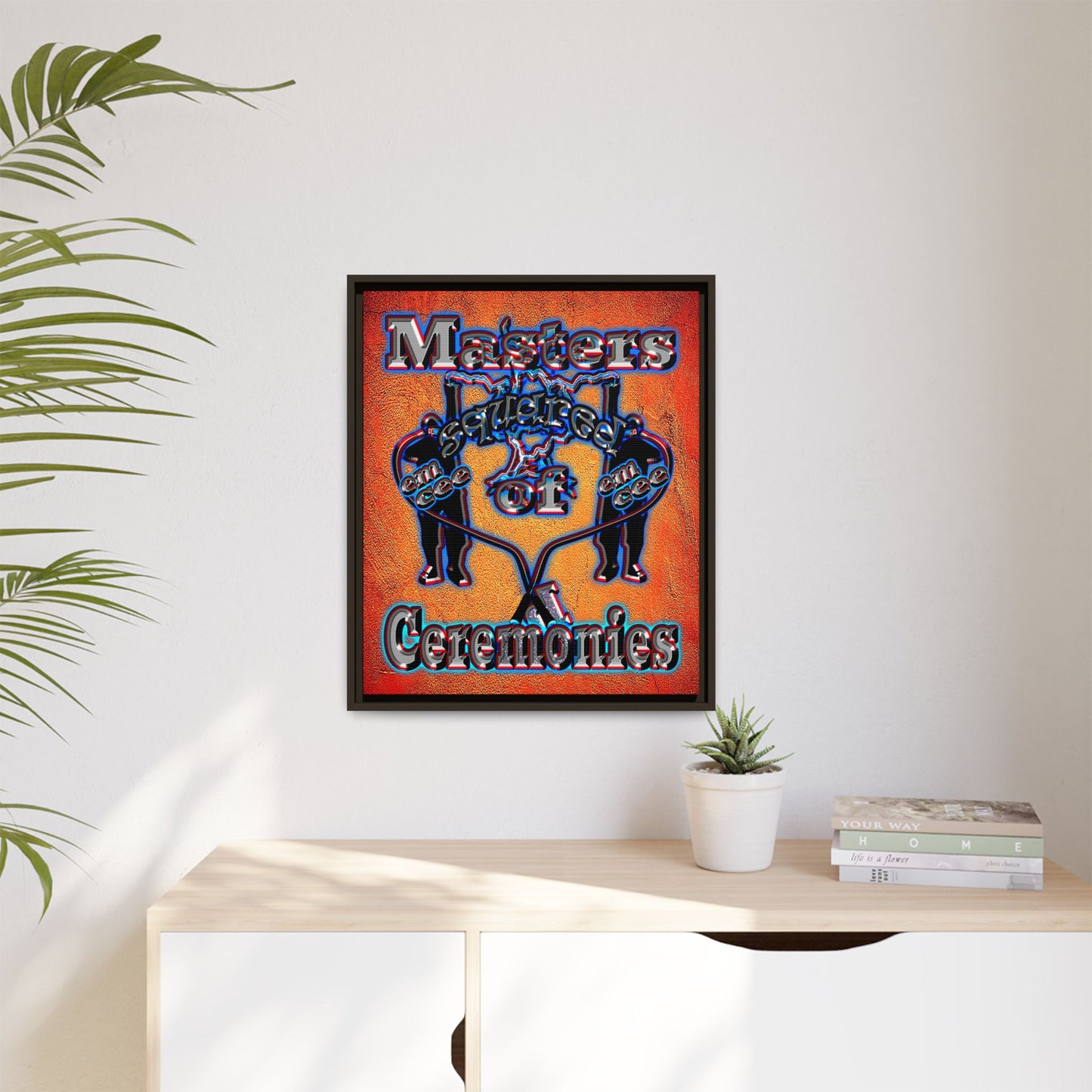 em cee squared - framed canvas art (burnt orange)