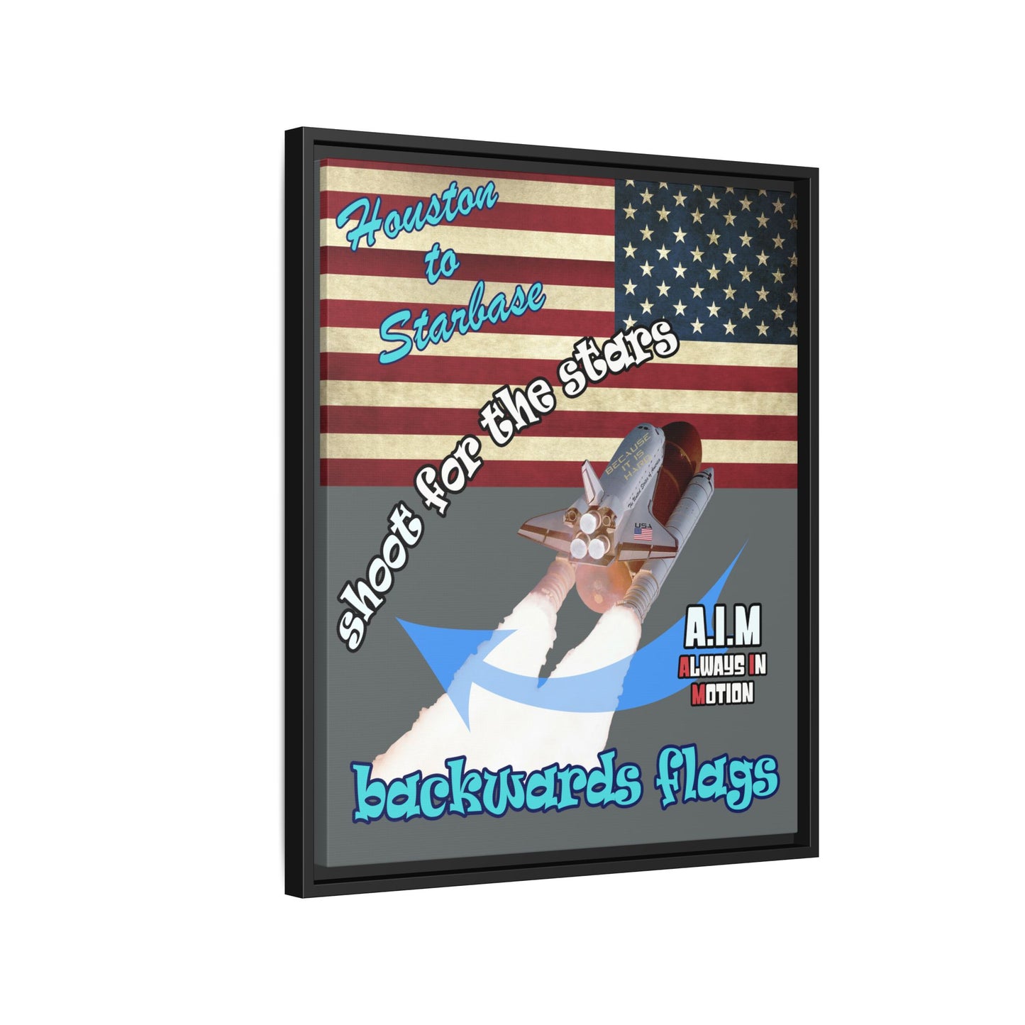 shoot for the stars - framed canvas art (dark grey)
