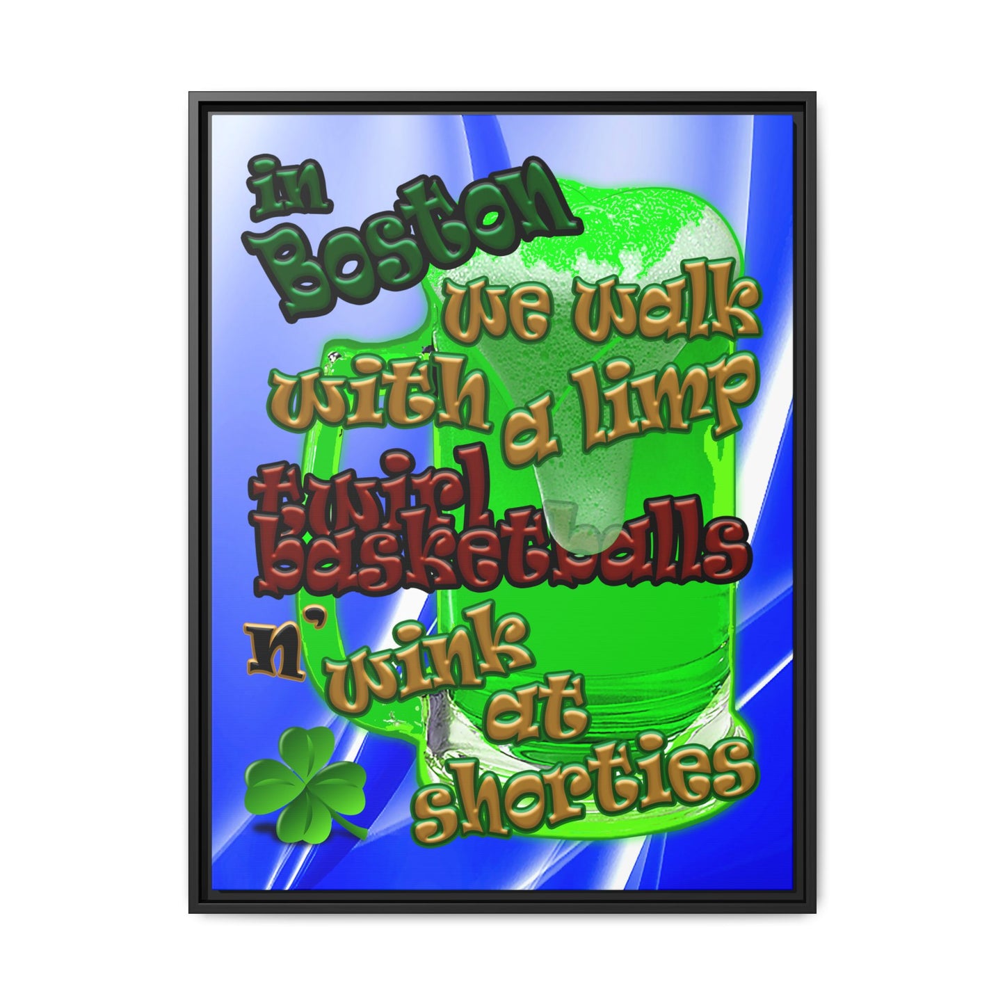 celtics logo - framed canvas art (blue-white wave)