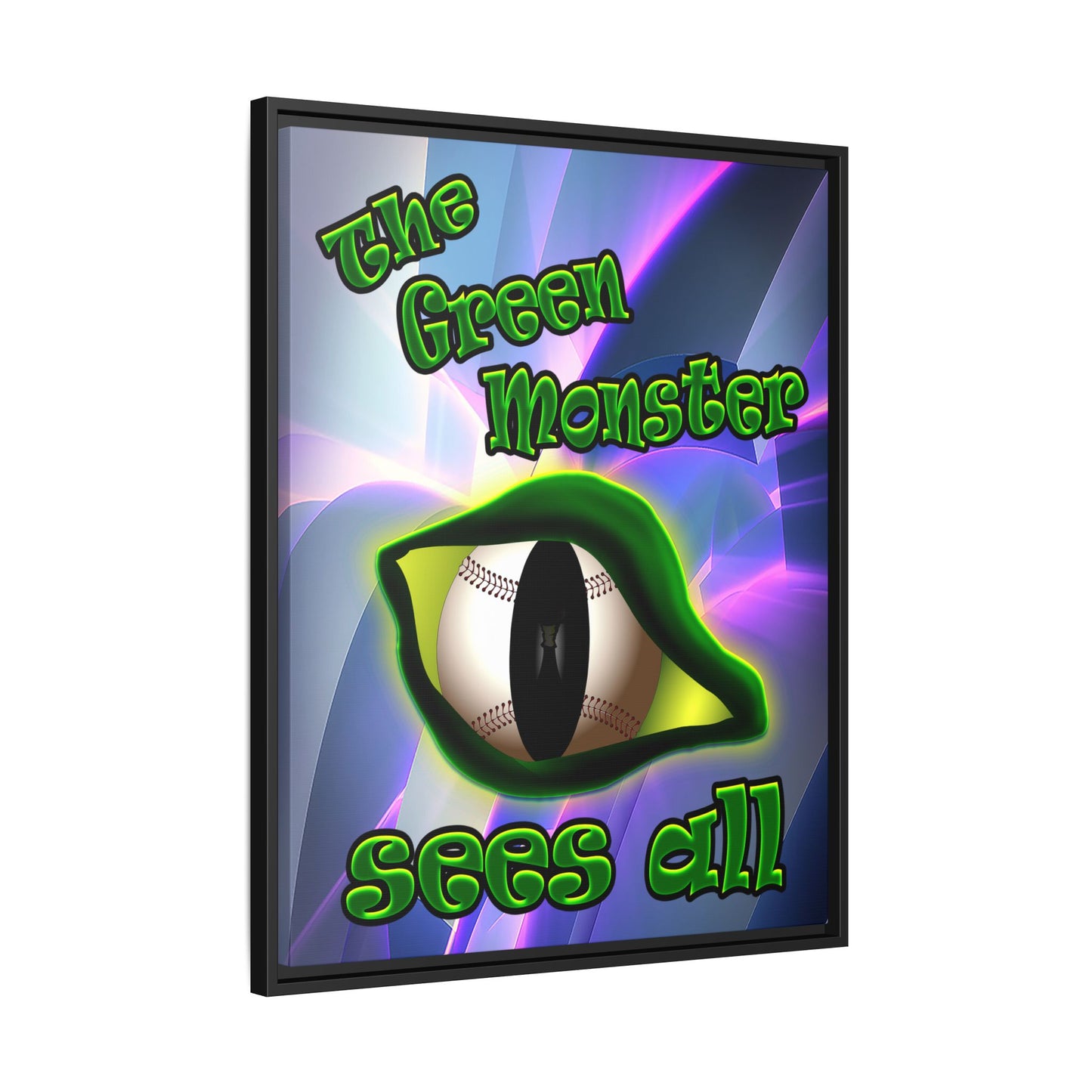 green monster - framed canvas art (grey-pink wave)