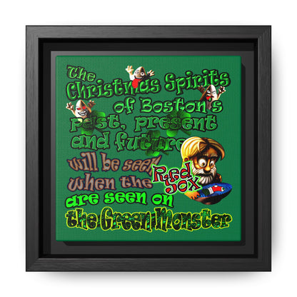 christmas spirits of boston - framed canvas art (dark green)