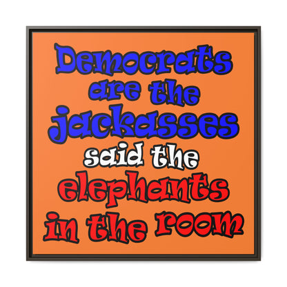 donkeys and elephants - framed canvas art (crusta)