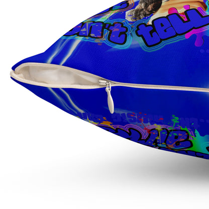 drop the beat - Spun Polyester Square Pillow - (blue-white wave)