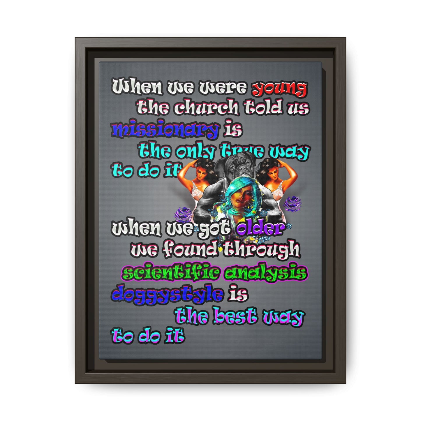 doggystyle - framed canvas art (grey-light grey)