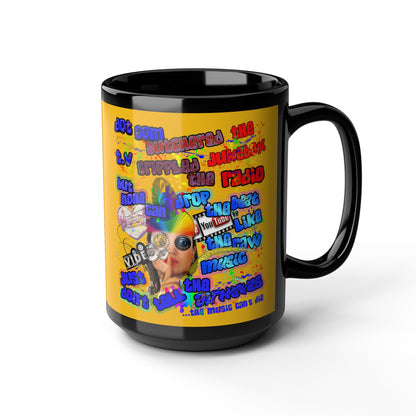 drop the beat - Black Mug (yellow)