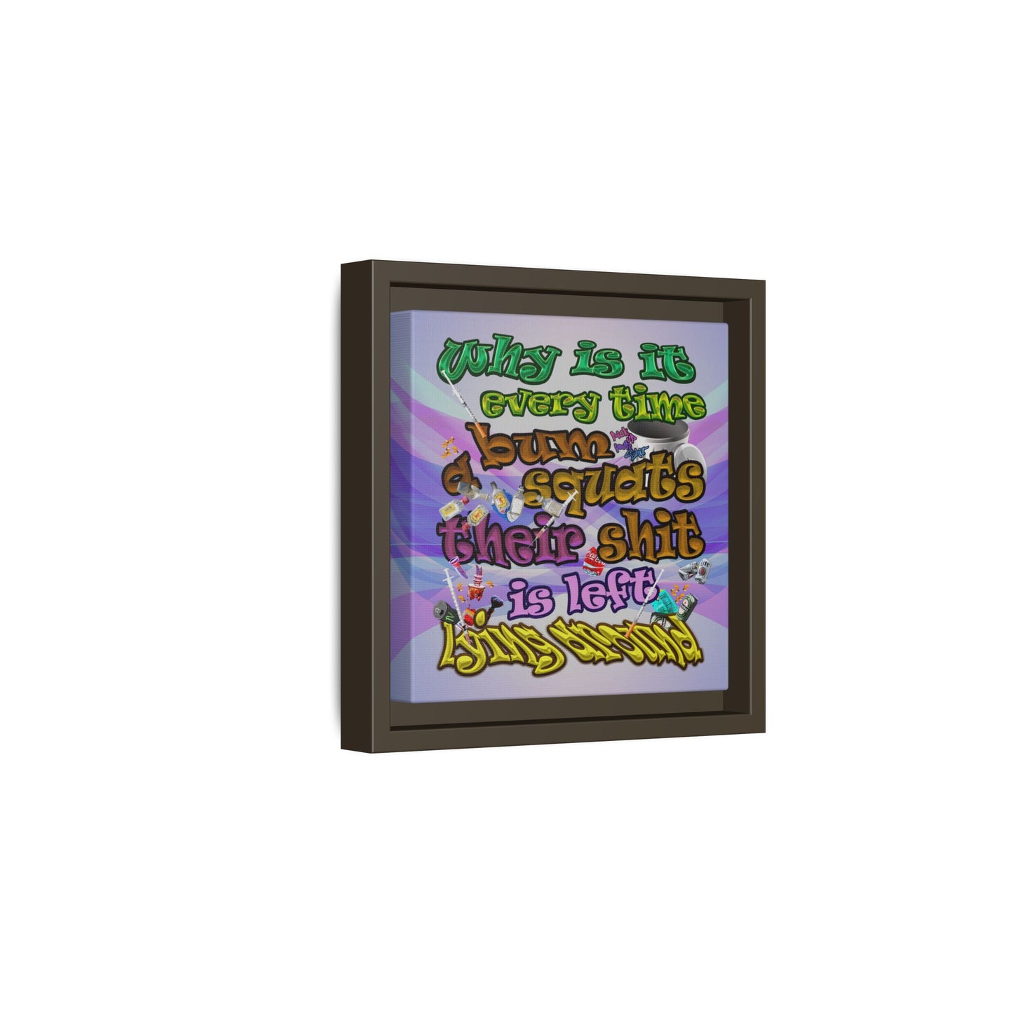 the bum's shit - framed canvas art (light blue-pink wave)