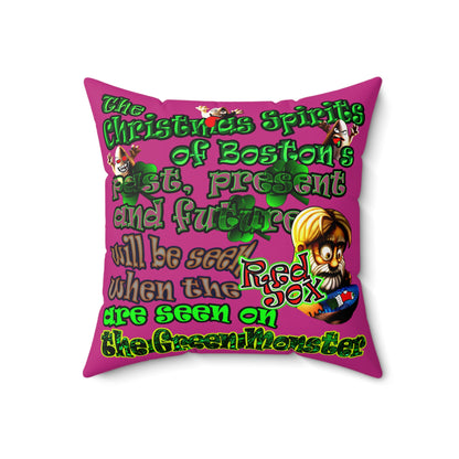 christmas spirits of boston - Faux Suede Square Pillow - (pink)